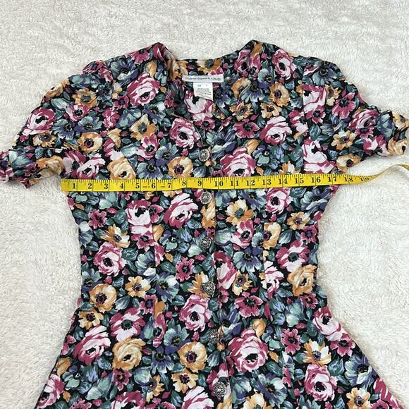 Vintage 90s Paris Sport Club flirty floral button down dress, size 7 - Picture 6 of 10